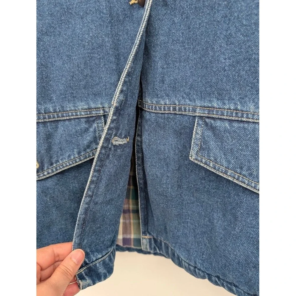 Arizona Jean Co. Vintage Flannel Lined Jean Jacket Corduroy Collar Youth 14/16